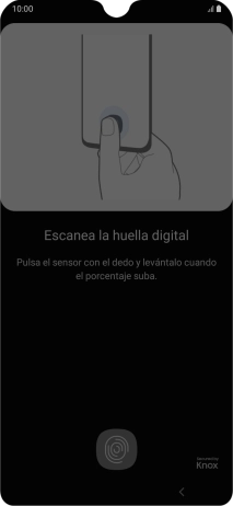 Sigue las indicaciones de la pantalla para crear una huella digital como código de seguridad.
