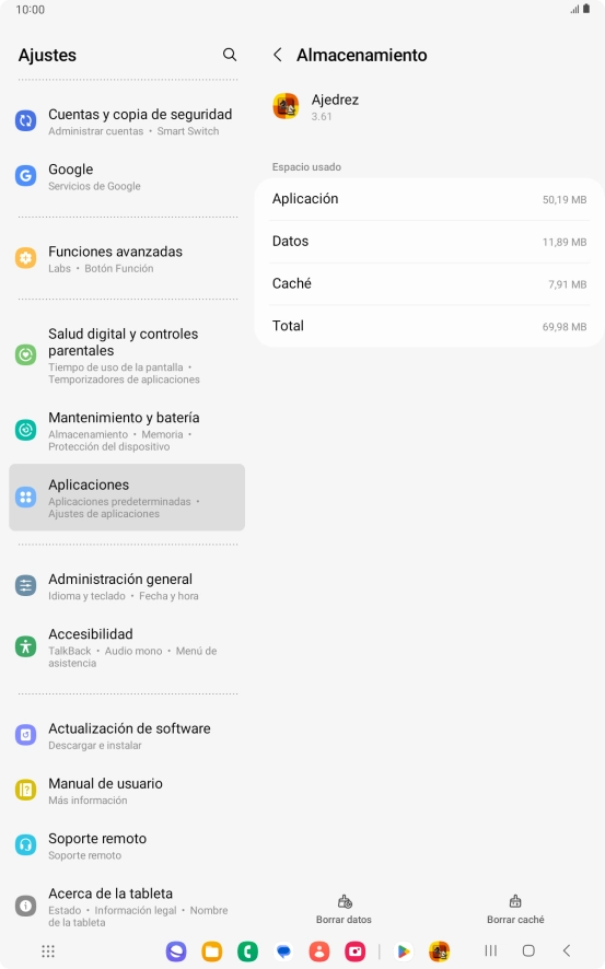 Pulsa Borrar caché.