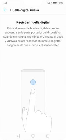 Sigue las indicaciones de la pantalla para crear una huella digital como código de seguridad.