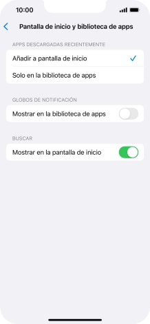 Para añadir nuevas apps descargadas a la pantalla de inicio y a la biblioteca de apps, pulsa Añadir a pantalla de inicio.