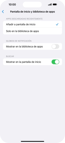 Para añadir nuevas apps descargadas a la pantalla de inicio y a la biblioteca de apps, pulsa Añadir a pantalla de inicio.