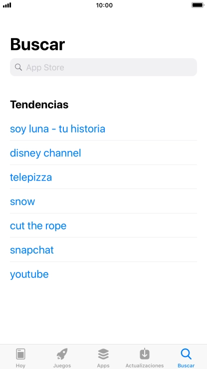 Pulsa en el campo de búsqueda e introduce el nombre o el tema de la app deseada.