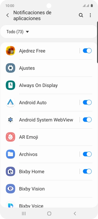 Pulsa el indicador junto a las apps deseadas para activar o desactivar la función.