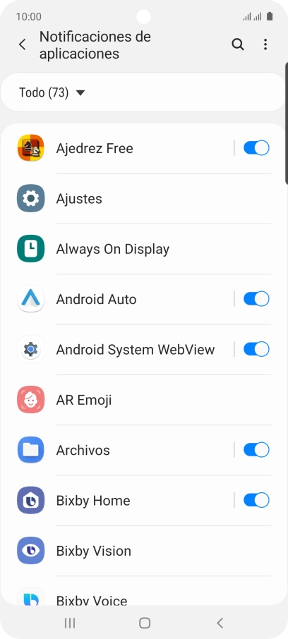 Pulsa el indicador junto a las apps deseadas para activar o desactivar la función.