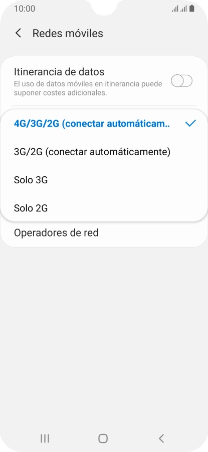 Pulsa el tipo de red deseado.