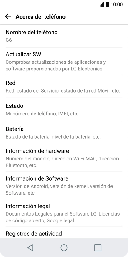 Pulsa Actualizar SW.