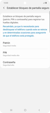 Pulsa el código de seguridad deseado y sigue las indicaciones de la pantalla para crear un código de seguridad del teléfono adicional.