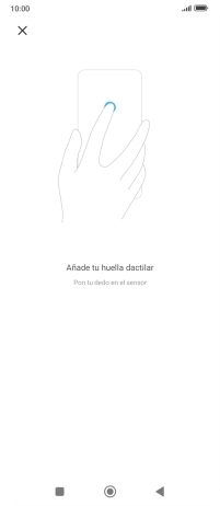 Sigue las indicaciones de la pantalla para crear una huella digital como código de seguridad.