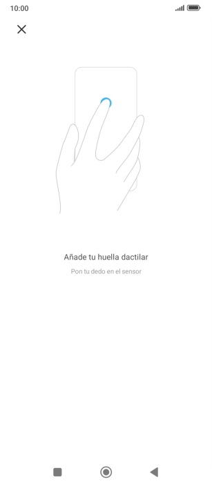 Sigue las indicaciones de la pantalla para crear una huella digital como código de seguridad.