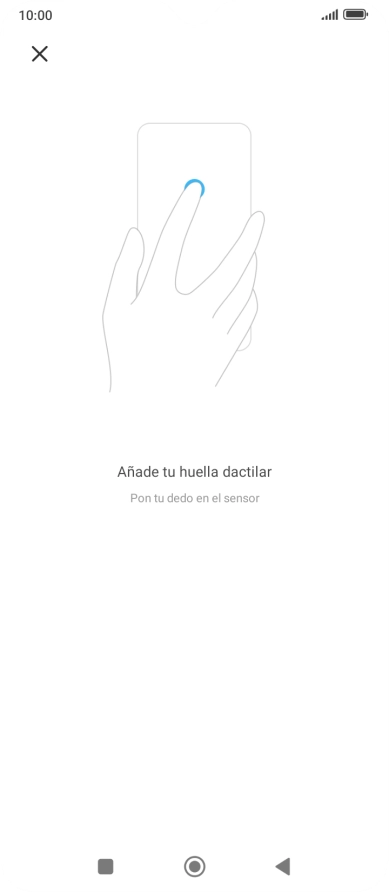 Sigue las indicaciones de la pantalla para crear una huella digital como código de seguridad.