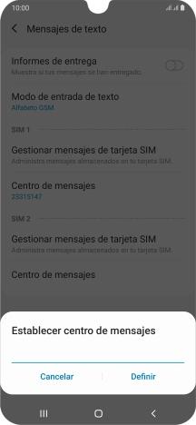 Introduce +34607003110 y pulsa Definir.