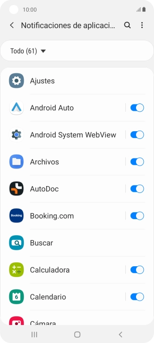 Pulsa el indicador junto a las apps deseadas para activar o desactivar la función.
