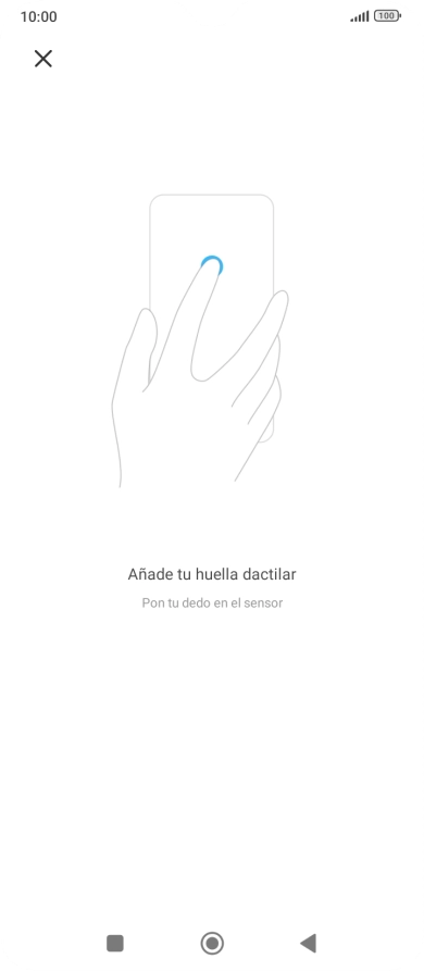 Sigue las indicaciones de la pantalla para crear una huella digital como código de seguridad.