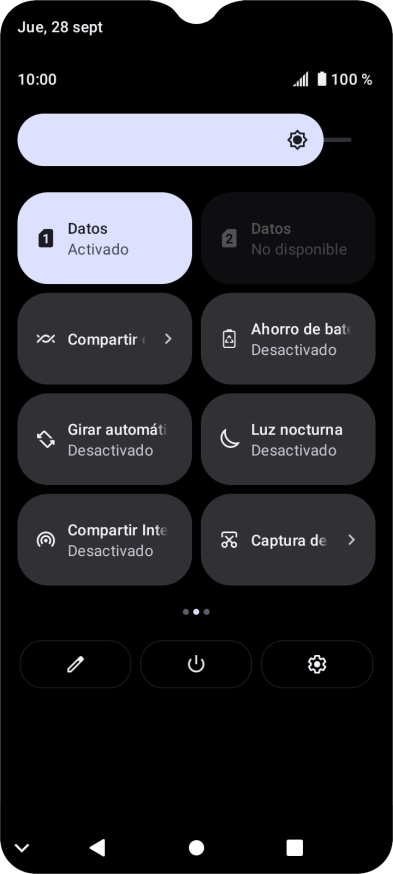 Pulsa el icono de datos móviles para activar o desactivar la función.