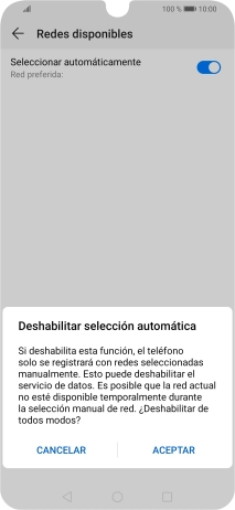 Pulsa ACEPTAR y espera mientras el teléfono está buscando redes.