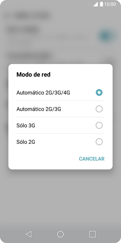 Pulsa el tipo de red deseado.