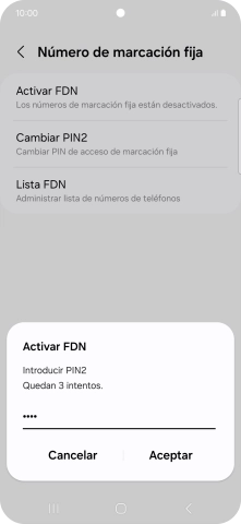 Introduce el código PIN2 y pulsa Aceptar.
