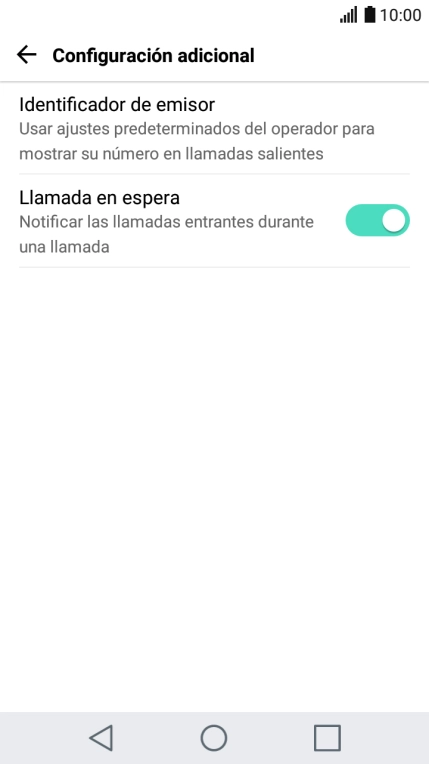 Pulsa Llamada en espera para activar o desactivar la función.