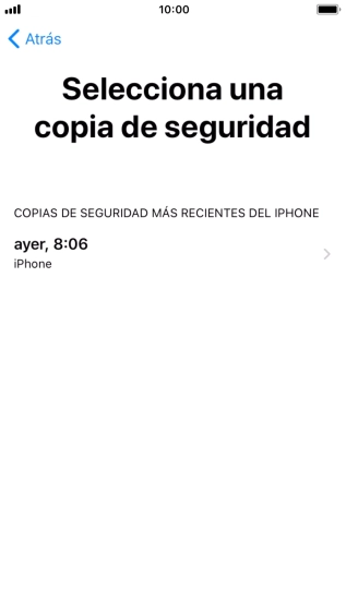 Pulsa la copia de seguridad deseada y espera mientras el teléfono restaura el contenido anterior de la copia de seguridad seleccionada. Sigue a continuación las indicaciones de la pantalla para configurar el teléfono y dejarlo listo para su utilización.