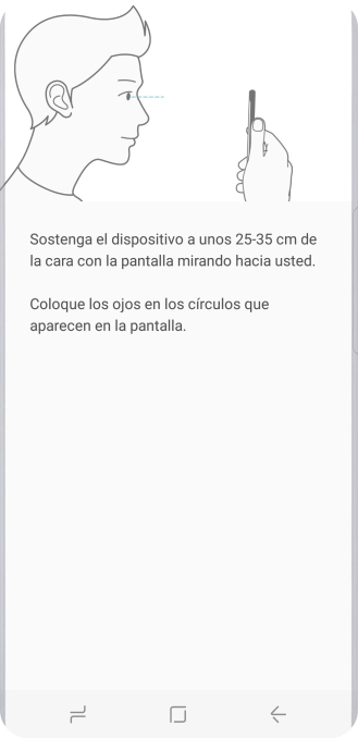 Sigue las indicaciones de la pantalla para crear con el escáner de iris un código de seguridad.