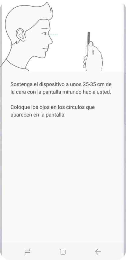 Sigue las indicaciones de la pantalla para crear con el escáner de iris un código de seguridad.