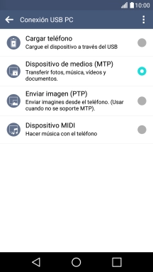 Pulsa Dispositivo de medios (MTP).