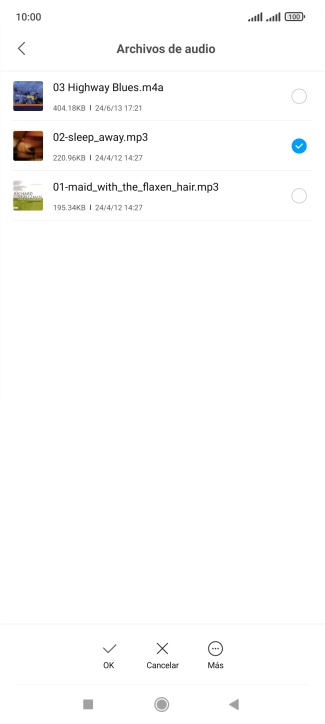 Al encontrar un timbre de llamada de tu gusto, pulsa OK.