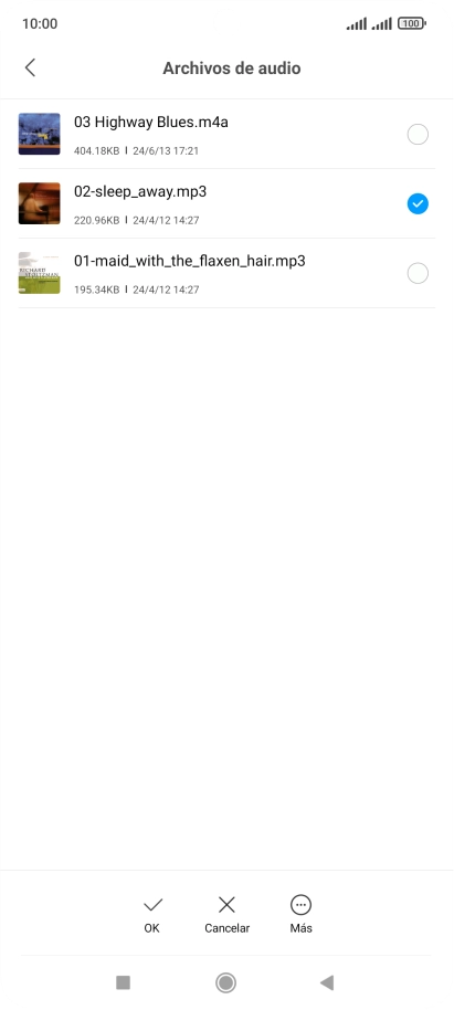 Al encontrar un timbre de llamada de tu gusto, pulsa OK.