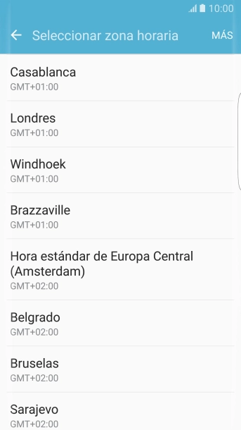 Pulsa la zona horaria deseada.