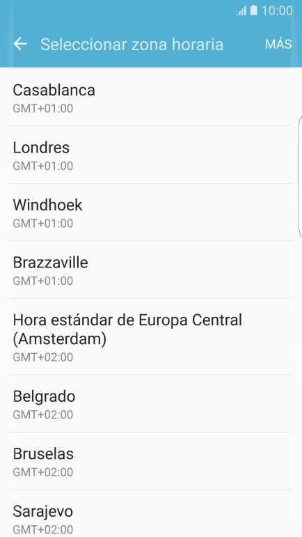 Pulsa la zona horaria deseada.