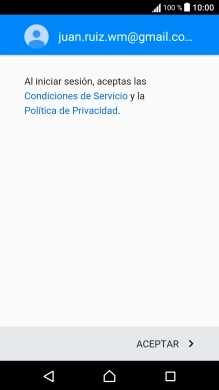 Pulsa ACEPTAR y sigue las indicaciones de la pantalla para seleccionar los ajustes de tu cuenta de Google.