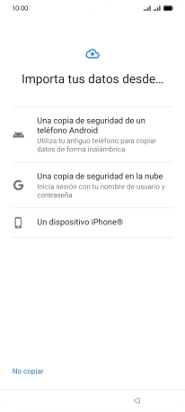 Pulsa el ajuste deseado y sigue las instrucciones de la pantalla para transferir el contenido del otro teléfono.