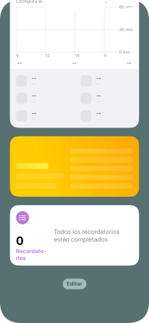 Pulsa el widget deseado hasta que aparezca un menú emergente en la pantalla.