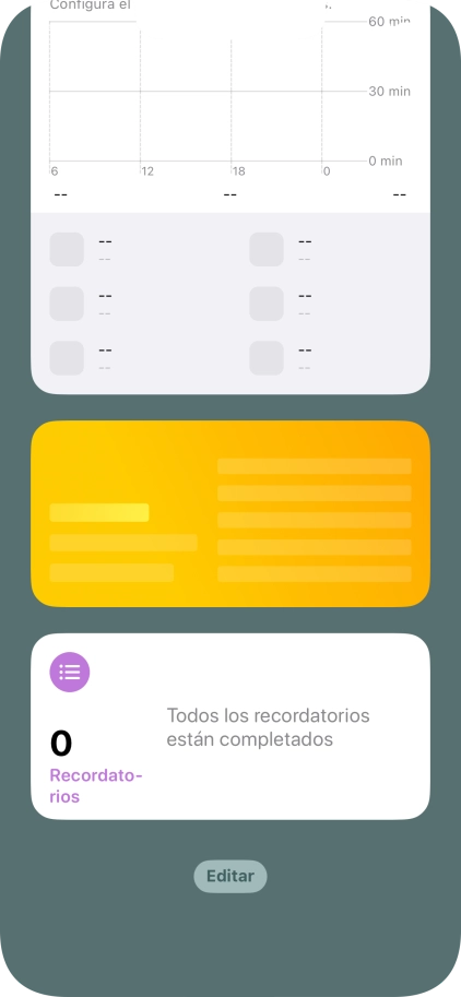 Pulsa el widget deseado hasta que aparezca un menú emergente en la pantalla.