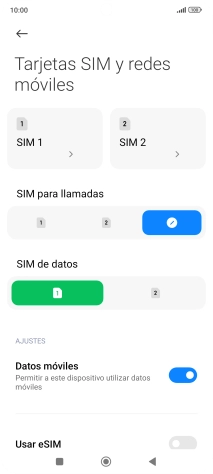 Pulsa la tarjeta SIM deseada.