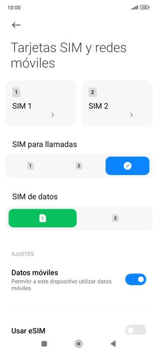 Pulsa la tarjeta SIM deseada.
