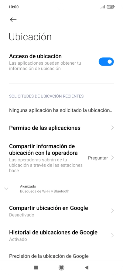 Pulsa Permiso de las aplicaciones.
