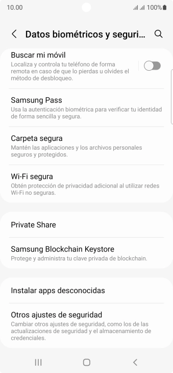 Pulsa Otros ajustes de seguridad.