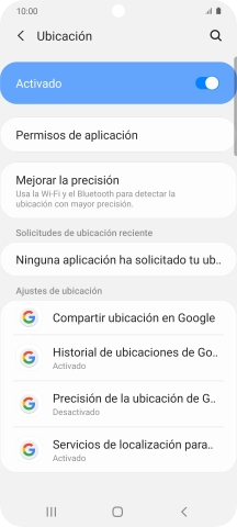 Pulsa Permisos de aplicación.