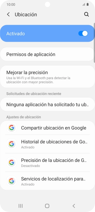 Pulsa Permisos de aplicación.