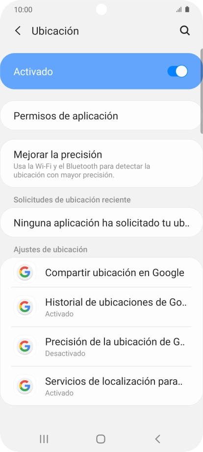 Pulsa Permisos de aplicación.