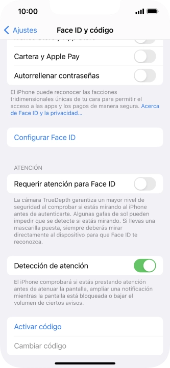 Pulsa Configurar Face ID.