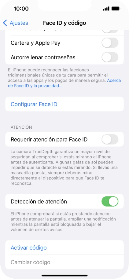 Pulsa Configurar Face ID.