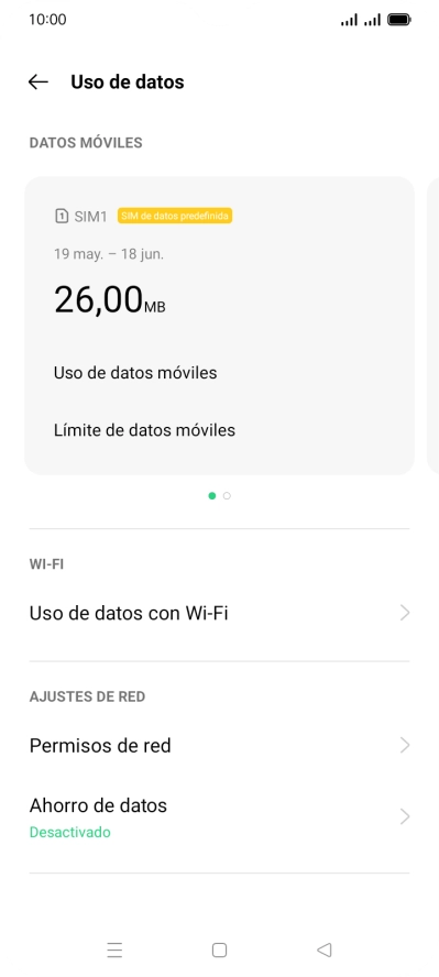 El consumo total de datos se visualiza ahora en la pantalla.