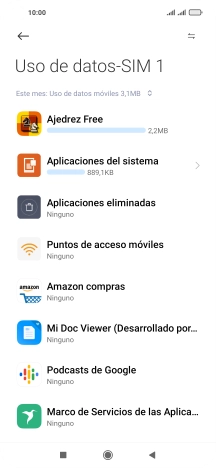 El consumo total de datos del período seleccionado aparece ahora en la pantalla.