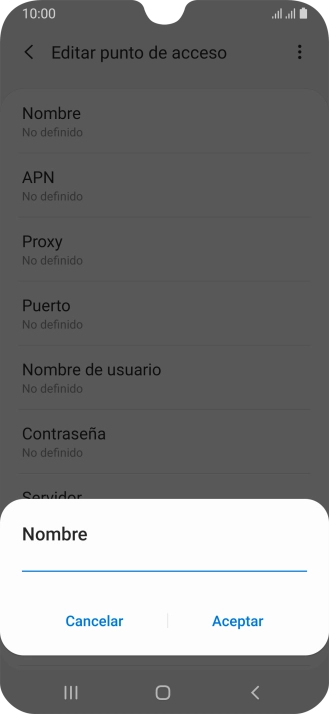 Introduce Vodafone Internet y pulsa Aceptar.