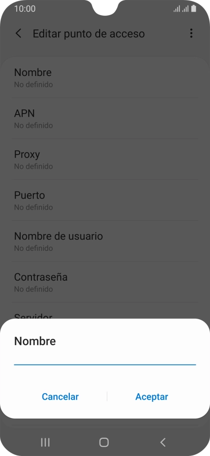 Introduce Vodafone Internet y pulsa Aceptar.