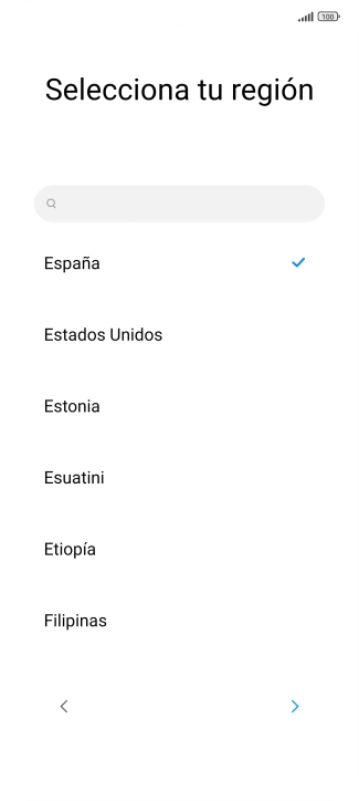 Pulsa el país o el área deseados.