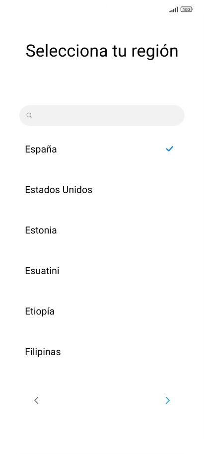 Pulsa el país o el área deseados.