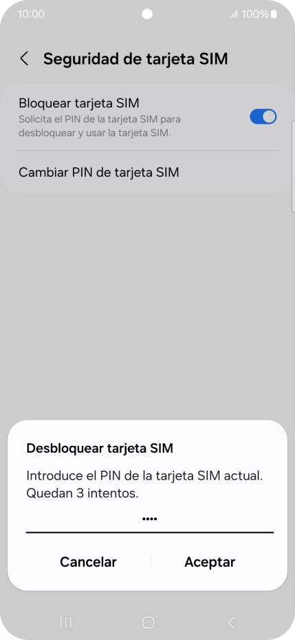 Introduce tu código PIN y pulsa Aceptar.
